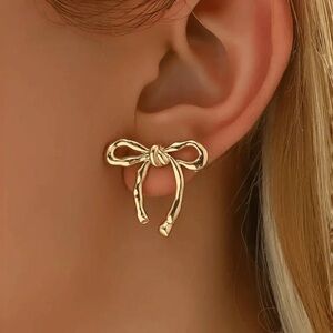 Gold Bow Stud Earrings Bohemian E